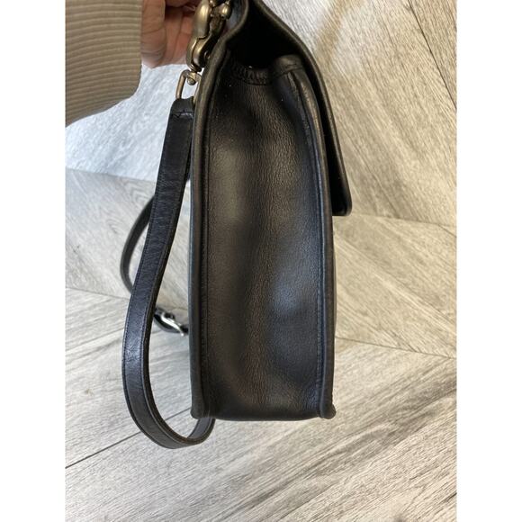 VTG Coach Black Leather Silver Hardware Willis Bag Crossbody Satchel Bag Purse - Picture 5 of 16